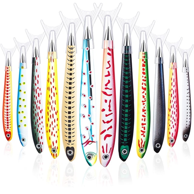 Bonitos bolígrafos con forma de pez Outus para fiestas de pesca, regalo de oficina (12 unidades)
