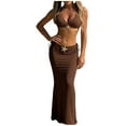 thumbnail image 2 of Purcolt Women's 3 Piece Bikini Sets Trendy Triangle Bikini Top Tie Side Bottom with Long Sheer Crochet Beach Cover Up Skirt Swimsuit, 2 of 6