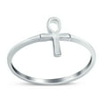 thumbnail image 2 of Ankh Band Rhodium Plated Ring Solid 925 Sterling Silver Size 4, 2 of 6