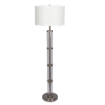 Nimbus Brushed Nickel Floor Lamp with 3-Way Rotary Switch Clear Glass Body Metal Base