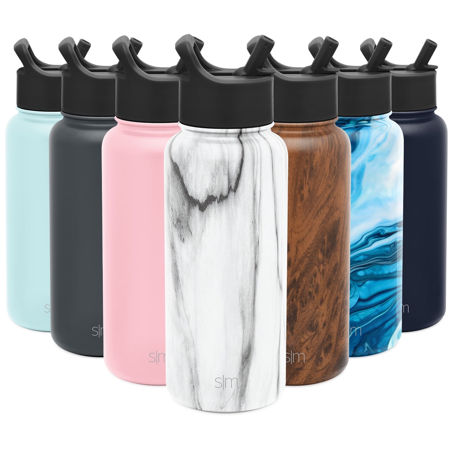 32OZ Vacuum Insulated Stainless Steel Water Bottle Sports Cycling With Straw Lid 