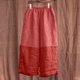 thumbnail image 6 of VEKDONE Women Wide Leg Pants Fashion Color Block Patchwork Palazzo Pants Summer Casual Elastic Waist Loose Fit Travel Trousers with Pockets Watermelon Red M, 6 of 6