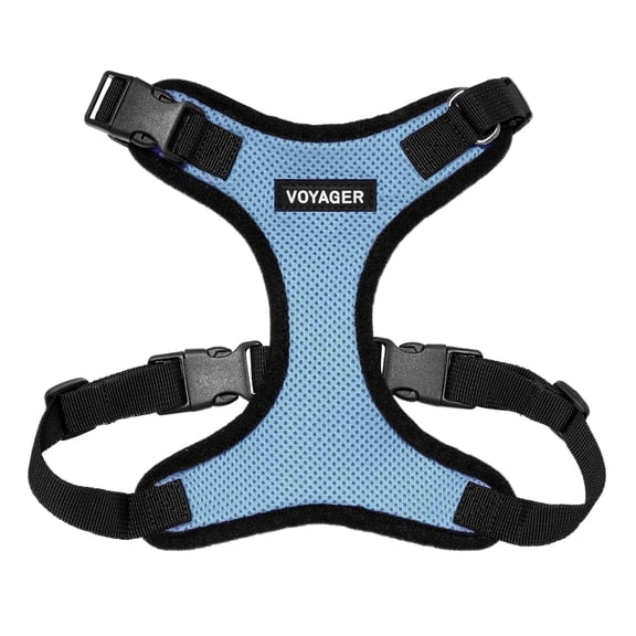 Voyager Step-In Lock Pet Harness - All Weather Mesh, Adjustable Step In Harness for Cats and Dogs by Best Pet Supplies - Baby Blue/Black Trim, S