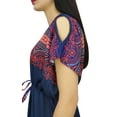 thumbnail image 4 of Bimba Women's Bohemian Drawstring Waist Dress Navy Blue Long Maxi Summer Wear-4, 4 of 4
