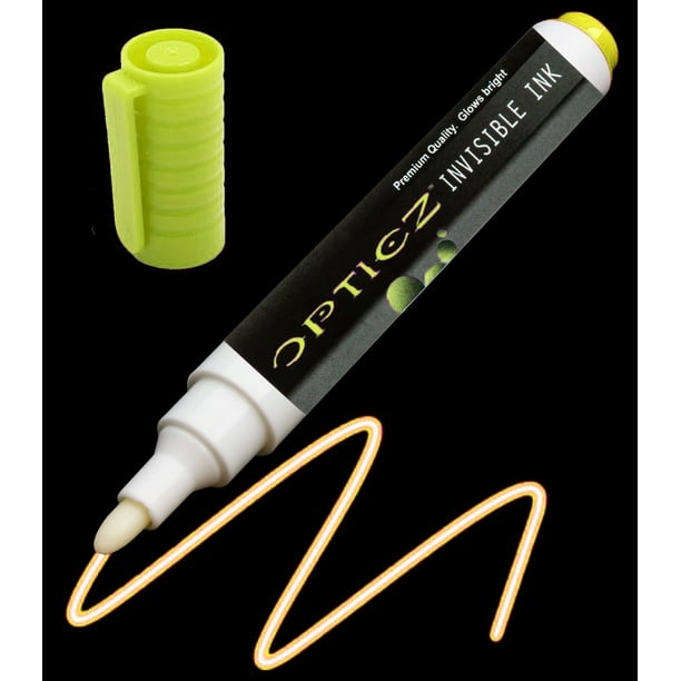 Opticz UV Blacklight Reactive Large Tip Invisible Ink Marker, Yellow