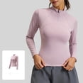 thumbnail image 5 of thefmos Women's Half Zip Athletic Top Long Sleeve Slim Fit Solid Color Pullover Tops Running Yoga Gym Workout Outfit, Pink XL, 5 of 8