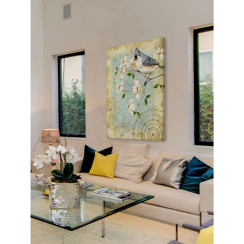 Marmont Hill "Bluejay & Blooms" Painting Print on Wrapped Canvas