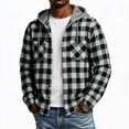 thumbnail image 2 of UDAUDU Men's Flannel Shirt Plaid Hoodie Stylish Long Sleeve Fall Casual Button Down Comfortable Trendy Shirts with Flat Pocket White 2XL, 2 of 3