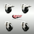 thumbnail image 2 of 3.5 Inch 316SS Soft Rubber Wheel Swivel Bolt Hole Caster Set with 2 Lock Brake, 2 of 2