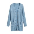 thumbnail image 4 of HAiming Girls Long Cardigan Long Sleeve Button down Comfy Casual Sweaters with Pockets Fall Winter Going out Coats, 4 of 5