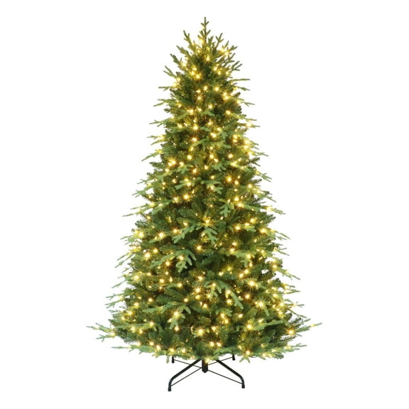 7.5ft Pre-lit Galveston Fir PE/PVC Tree 800 Color Select LED Lights On/Off Foot Pedal