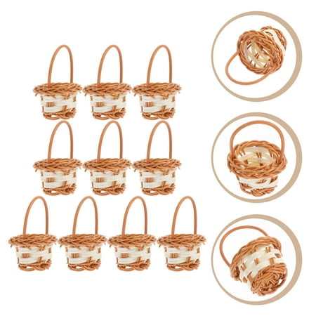 

10Pcs Mini Baskets Rattan Woven Baskets Home Decors Candy Cookies Baskets
