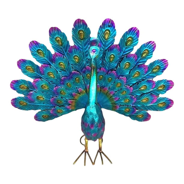 Esculturas de animales de pavo real esculturas de arte de hierro impermeables para patio interior al aire libre Hugtrwg Para estrenar