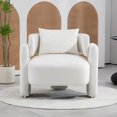 thumbnail image 2 of Accent Chair for Living Room, 31.5" W Velvet Upholstered Single Sofa Club Chair with Pillow and Head Support, Comfy Barrel Chair Reading Armchair for Bedroom Office Lounge, Beige, 2 of 7