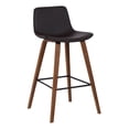 thumbnail image 6 of Maddie Contemporary 26" Barstool in Walnut Wood Finish and Brown Faux Leather, 6 of 7