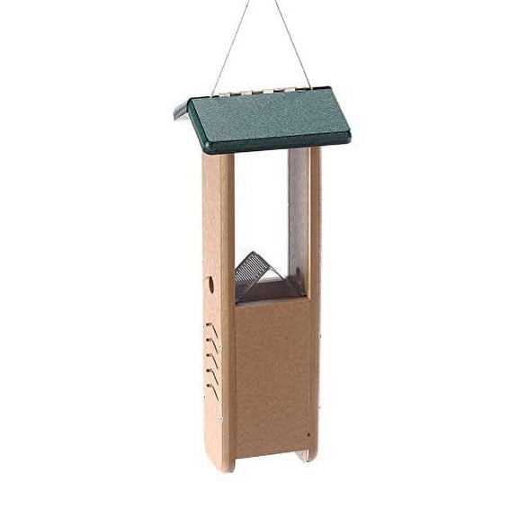 Birds Choice SNWP Peanut and Suet Nugget Bird Feeder, Woodpecker Bird Feeder, 1.25 Quarts, Taupe/Green