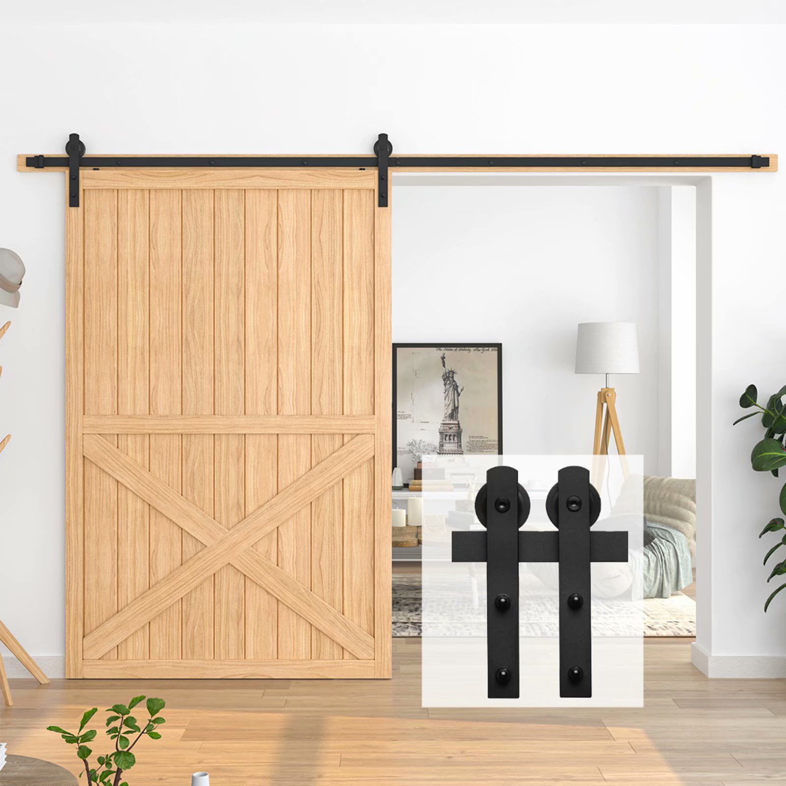 I Shape Hangers Simple and Easy to Install HomLux 5ft Heavy Duty Sturdy Sliding Barn Door Hardware Kit Single Rail Smoothly and Quietly Fit 1 3/8-1 3/4 Thickness Door Panel 