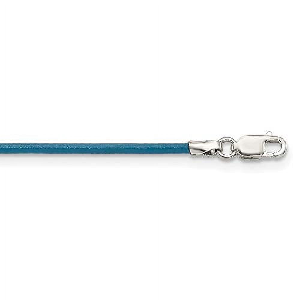 925 Sterling Silver 1.5mm Cornflower Leather Cord Necklace 18 Inch