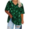 thumbnail image 4 of Haut à Manches Courtes Grande Taille pour Femme, Été, Col en V, Blouse Décontractée Imprimée, Polyester, 1 Pce, 4 of 8