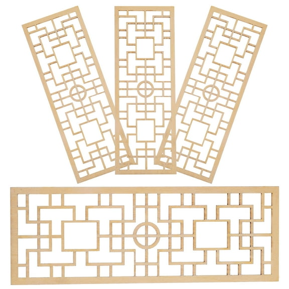 NICEXMAS 4Pcs Ornamental Mini Screen Wood Miniature House Furniture Craft Enthusiasts Interior Decoration