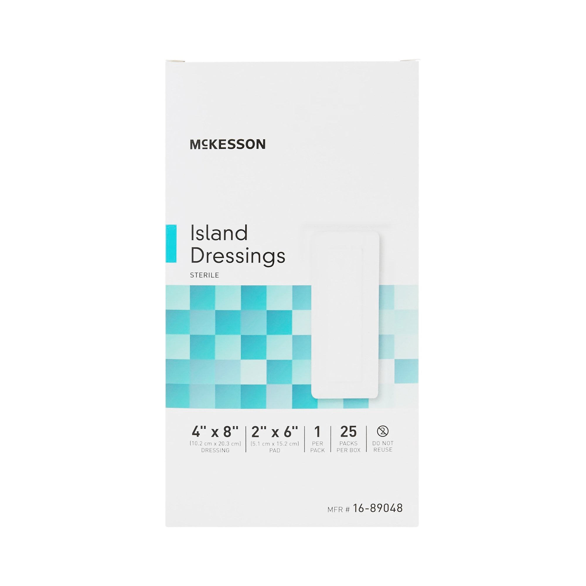 McKesson Island Dressing, Non-Adherent Gauze Pad for Wound Care, 4 in x 8 in, 25 Count, 4 Packs, 100 Total