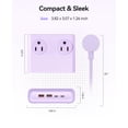 thumbnail image 5 of ORICO Power Brick, 25W GaN Power Strip, 8 in 1 Extension Cord with 4 AC Outlets and 2 USB-A and 2 USB-C Ports, 5ft Flat Plug White Outlet Extender for Home/Dorm/Travel-Purple (1 PCS), 5 of 18