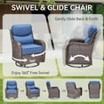 thumbnail image 4 of PARKWELL Outdoor Swivel Glider Chair Set of 2,Luxury High Back 6-Inch Thick Cushions Swivel Rocker Rocking Lounge Chair,Patio Bistro Set for Porch Deck Backyard,Brown/Navy, 4 of 9