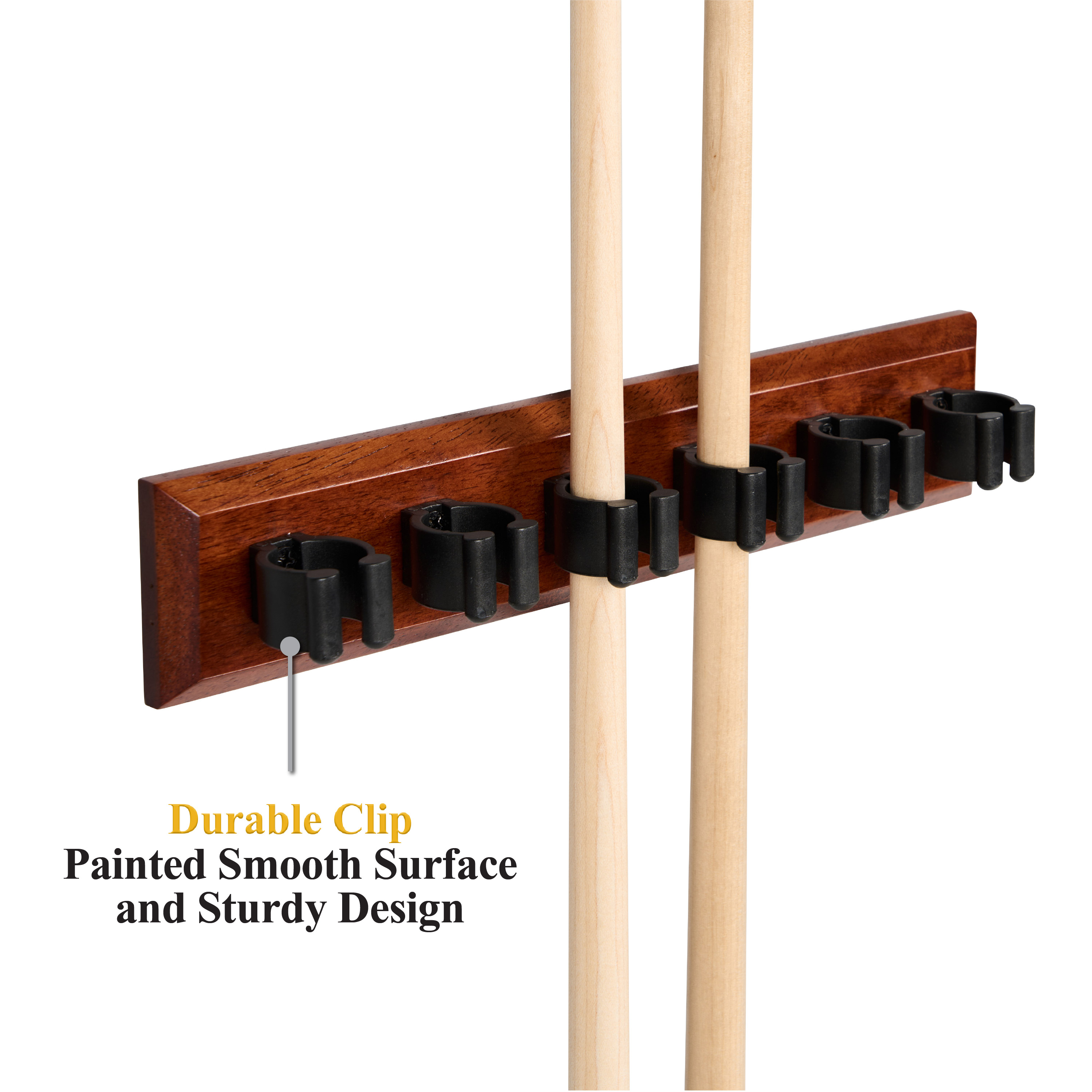 Wall Mount Pool Cue Rack with Six Slots and Accessory Storage by Barrington Billiards