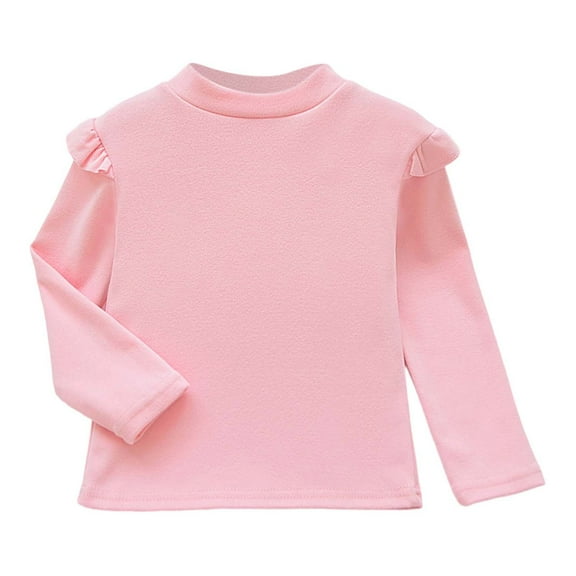 REDARER Girls Thermal Shirt Long Sleeve Half Turtleneck Soft Lined Top Winter Warm Comfortable Kids Base Layer Tee,Color:Pink,Size:3-4 Years