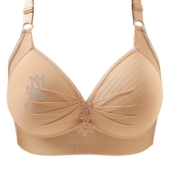 Hontri Bra under $10-Seamless Bras for Women,Thin Laceless Ring Comfortable Breathability Underwear Large Size Brater Buckle Female Bra Deep V Neck Vest Bralette Wireless Seamless Bra