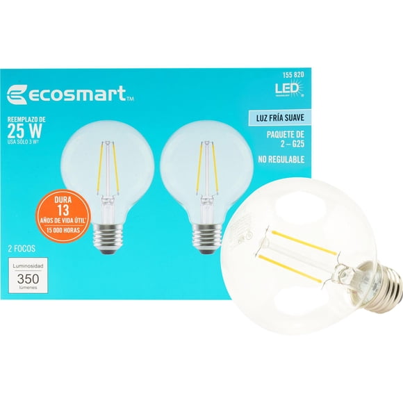 Foco Led G25 Ecosmart 3W 350L Blanco 2 Piezas