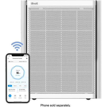 

Levoit Air Purifier for Extra-Large Rooms (1395 Sq. Ft) True HEPA Smart Air Cleaner with PM1/PM2.5/PM10 Monitor EverestAir™ White / Black