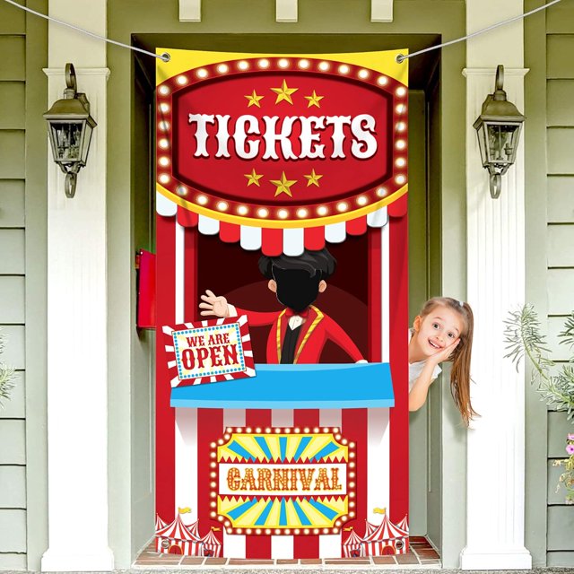 shiyou-, Carnival Ticket Booth Stand Banner - 72x36 Inch | Carnival Theme Party Decorations | Carnival Decorations for Carnival Games Event | Carnival Photo Booth Backdrop for Circus Decorations