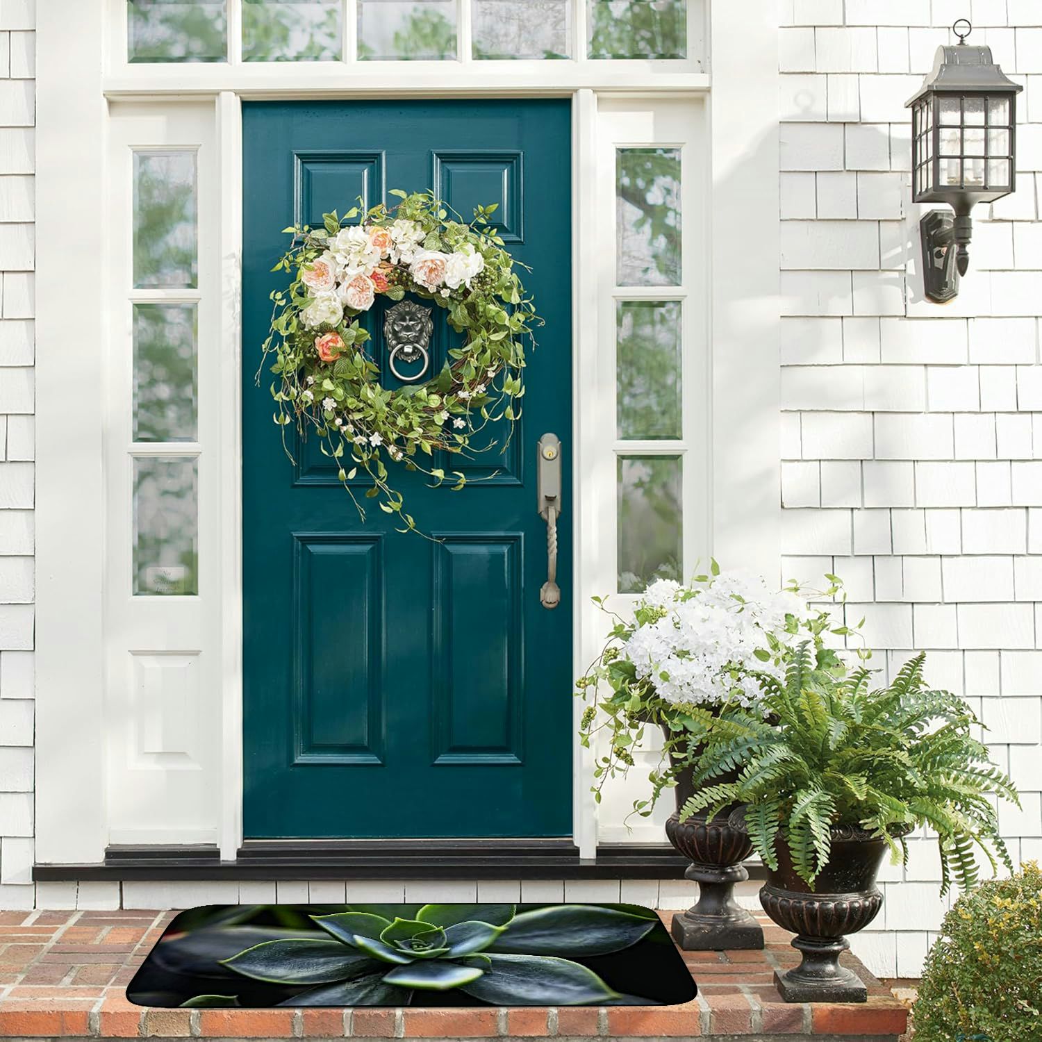 Heduofu Decorative Door Mat, Door Mat with Non-Slip Rubber Backing, Easy Cleaning, Traps Dirt, for Entry, Patio, Garage - Plant Sacred Geometry Symmetry Garden Blossom 19.68*47.24 in