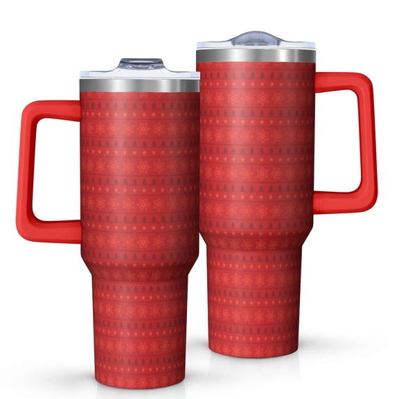 Christmas 40oz Tumbler– Stainless Steel Insulated Tumbler with Handle and Straw, Large Capacity Travel Cup for Hot & Cold Drinks