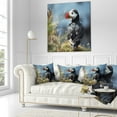 thumbnail image 3 of Designart Cute Puffin Relaxing - Animal Throw Pillow - 18x18, 3 of 5