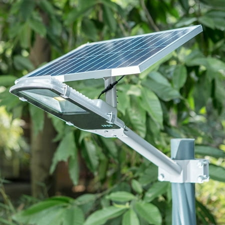 Head Outdoor Garden - LED COB Solar Street Light Outdoor Garden Spot Head Dusk-to-Dawn Solar Sensor Light Aluminum + Glass with Lamp Arm 24W