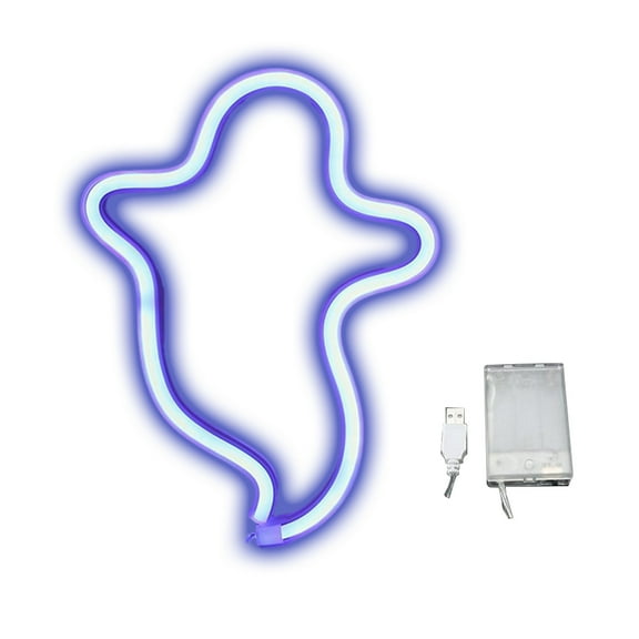 Amacok Ghost Halloween Led Light Neon Signs, Gothic Shaped Lamp Usb/Battery Operated Night Lights for Home, Wall, Festival, Party, Halloween Decor, Wall Decoration, Window Decor Bar Bedroom Room