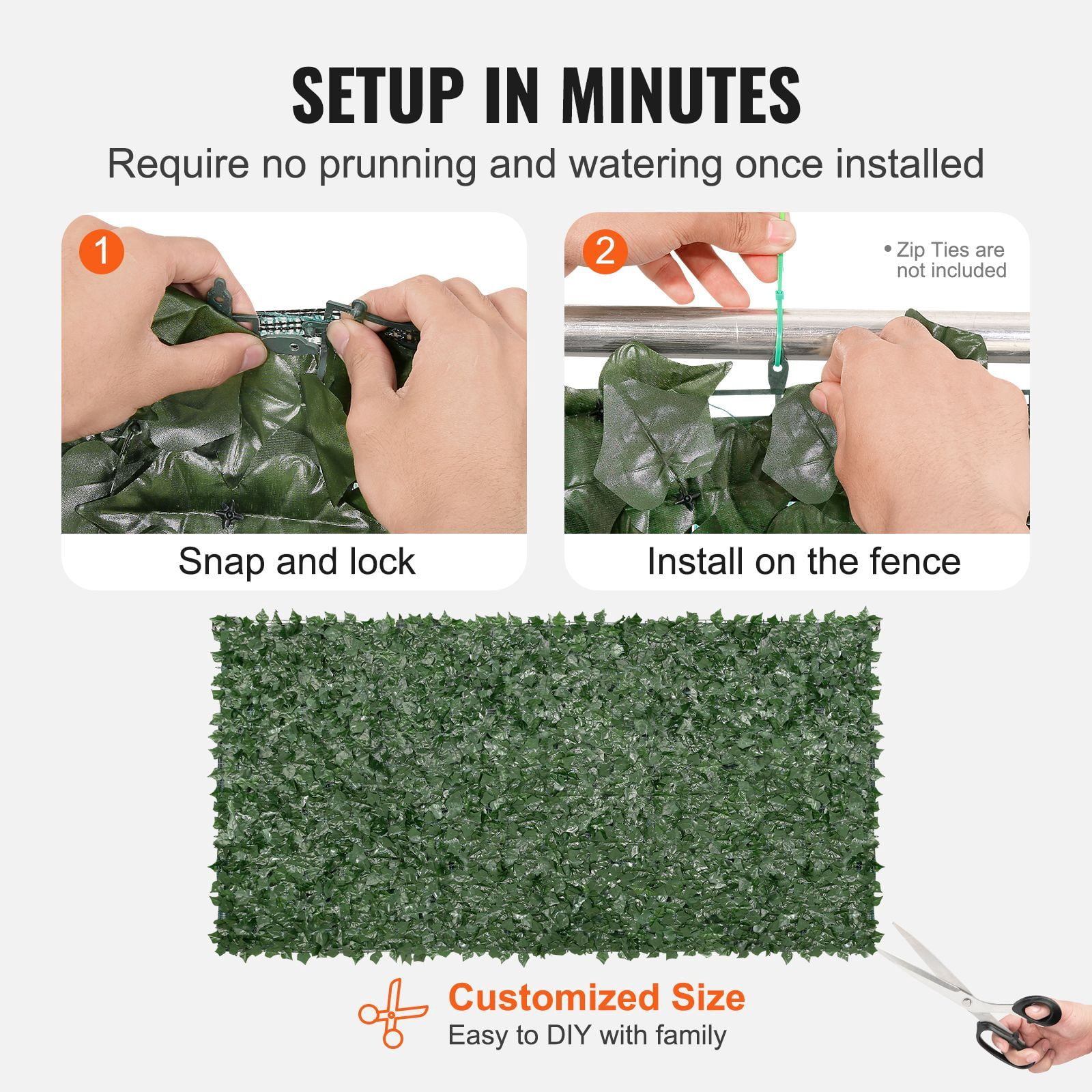 Artificial Ivy Privacy Fence, 59" x 118", Fade-Resistant Silk Leaves, UV-Resistant PE Mesh Backing, 100% Blockage, for Garden, Patio, Balcony & Indoor Walls