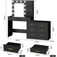 thumbnail image 2 of Yeshouse 1 Piece Modern Vanity Table Set with Mirror, Lights, 8 Drawers and 2 Shelves, Black, 2 of 6