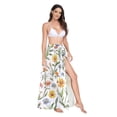thumbnail image 2 of FORMRS Womens Long Sarong Beach Wrap Semi-Sheer Bikini Skirt Bathing Swimsuit Cover Up, Watercolor Wildflowers Pattern, 2 of 7