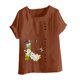 thumbnail image 4 of Camiseta suelta informal de verano con cuello redondo y manga corta con estampado de flores para mujer OAVQHLG3B Store  lin121212, 4 of 4