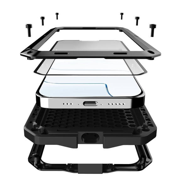 AICase Metal Case For iPhone Air 2025 Heavy Duty Shockproof Cover Built-in Glass Screen Protector Camera Lens Cover