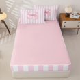 thumbnail image 4 of Manfei Abstract Line Art Zipper Full Size Comforter Sets with Fitted Sheet and 2 Pillowcases,Pink Cute Monogrammed S Zipper Bedding Set,Pink Reversible,4 Pieces, 4 of 7