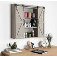 thumbnail image 2 of Kate and Laurel Cates Decorative Wood Wall Storage Cabinet with Two Sliding Barn Doors, Rustic Gray, 2 of 2