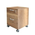 thumbnail image 1 of Two-Drawer Particle Board Wood Mobile File Legal & Letter Size Cabinet with Lock Wheels, Dark Maple - 23.4 x 17.7 x 17.7 in., 1 of 1