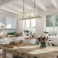 thumbnail image 2 of TOMIYA Rectangular Farmhouse Chandelier Linear Pendant Light, 3 Light Metal Rustic Kitchen Island Dining Room Light Fixtures Ceiling Hanging Pool Table, 2 of 6
