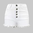thumbnail image 2 of Pimfylm Jean Shorts for Women Casual Summer High Waisted Button Frayed Raw Hem Denim Shorts White, XL, 2 of 5