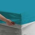 thumbnail image 3 of BedDecor 400TC 100% Egyptian Cotton 1 Pcs Fitted Sheet 15 Inches Solid Turquoise Blue Color Twin XL Size, 3 of 3