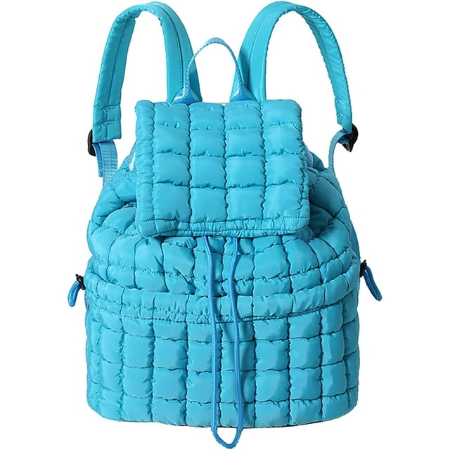 LHSHID Quilted Backpack for Women Lightweight Puffer Drawstring Padding Hiker Back Pack Travel Backpack College Gym Bag